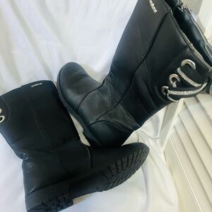 Like New BEBE Black Kids Boots with Silver Accents and Bow detail